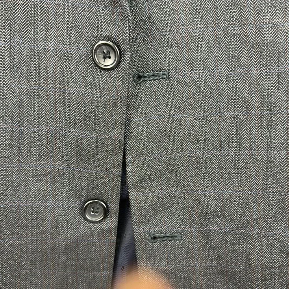 Joseph Feiss, Men’s blazer gray/blue lined elegant size 42 regular 100% wool